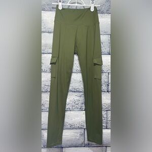 Olive Green High-Waisted Cargo Leggings Sz XS